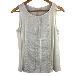 Skies Are Blue White Lace Front Knit Top SP